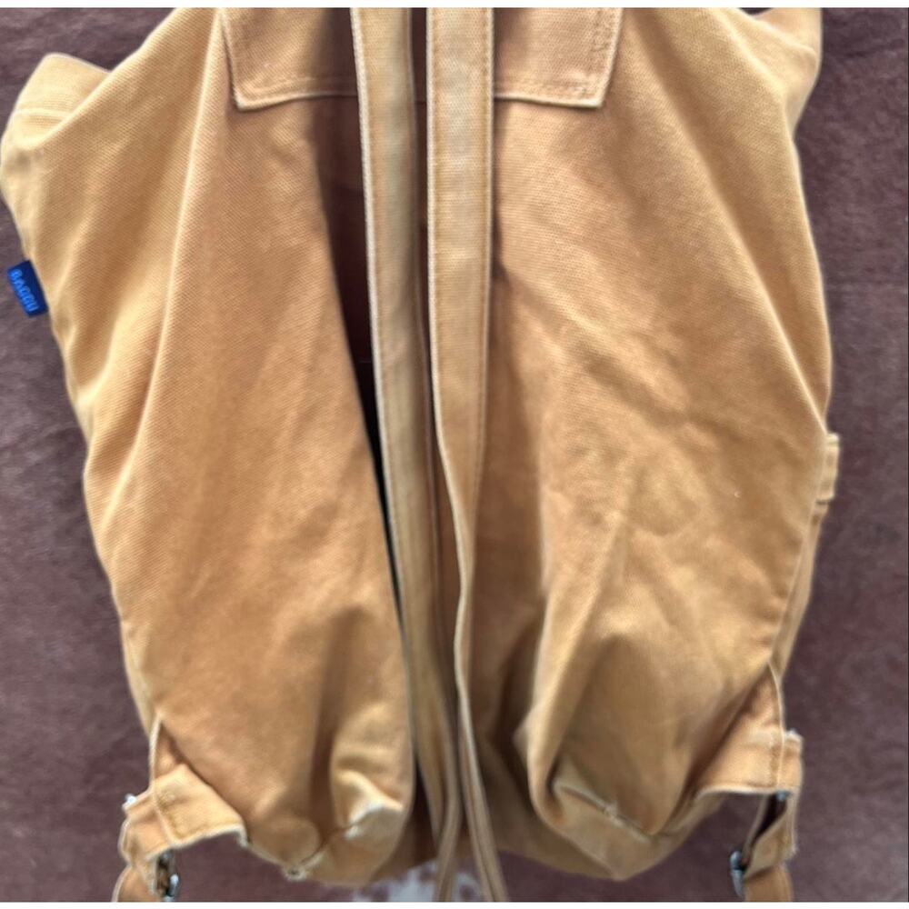 Baggu Cotton Canvas Drawstring Backpack Rucksack in Chestnut Minimalist Preppy - Picture 3 of 7